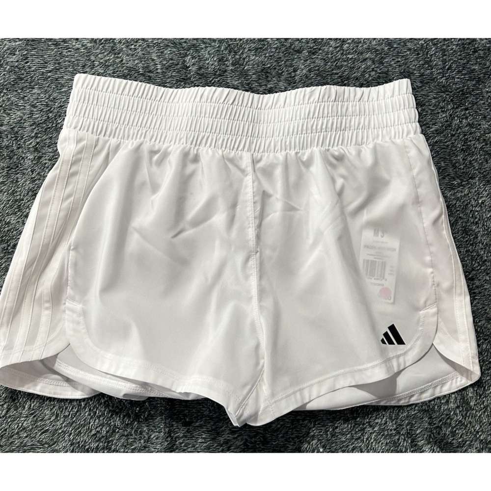New Adidas Pacer Training 3-Stripes Woven High-Rise Shorts IS2172 - Size M (C8)